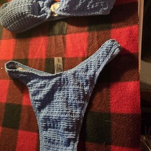 Source Unknown Blue Textured Bikini Set